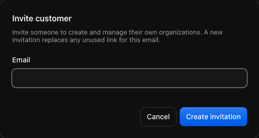 Invite a customer directly from the administrator portal